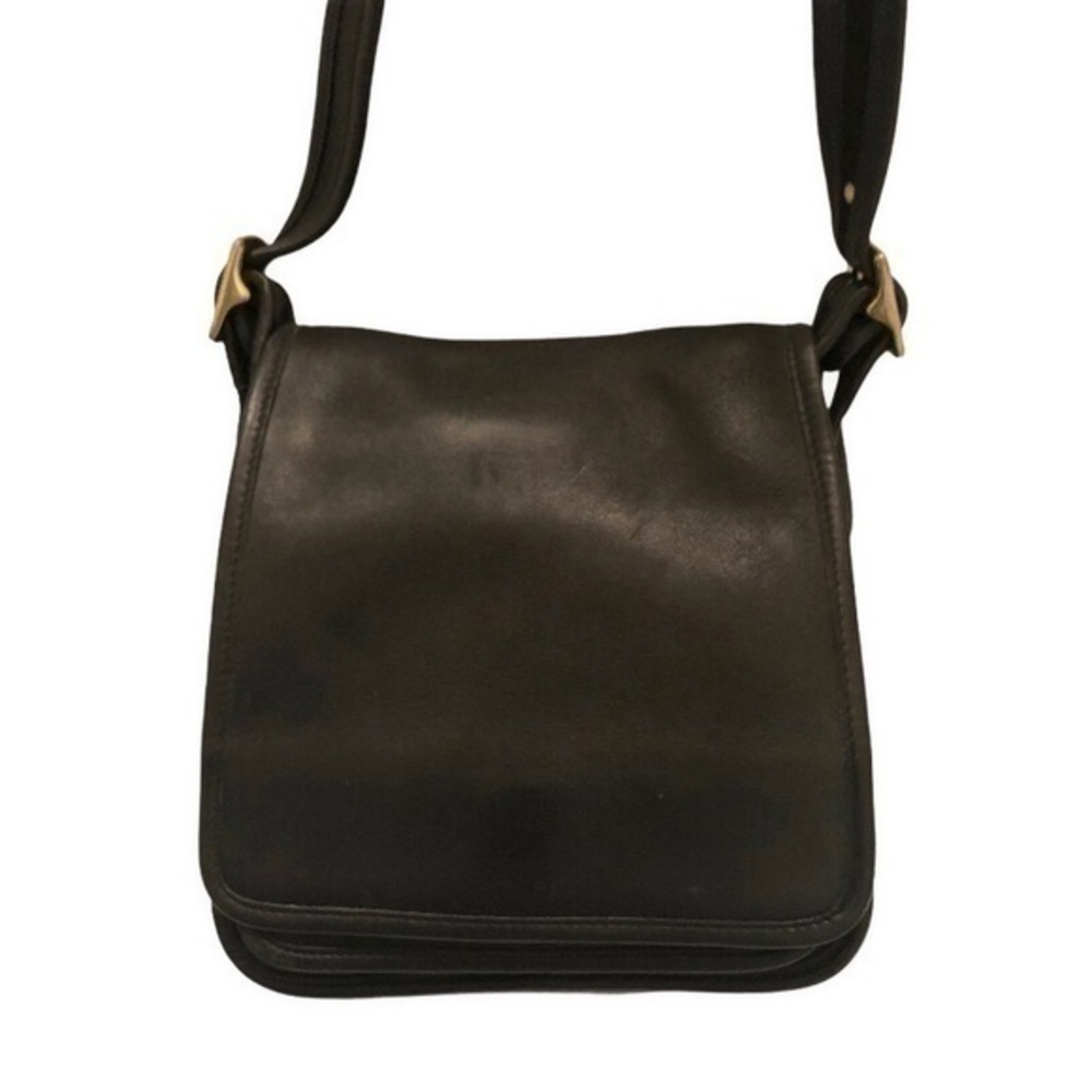 Coach vintage black leather flap crossbody bag